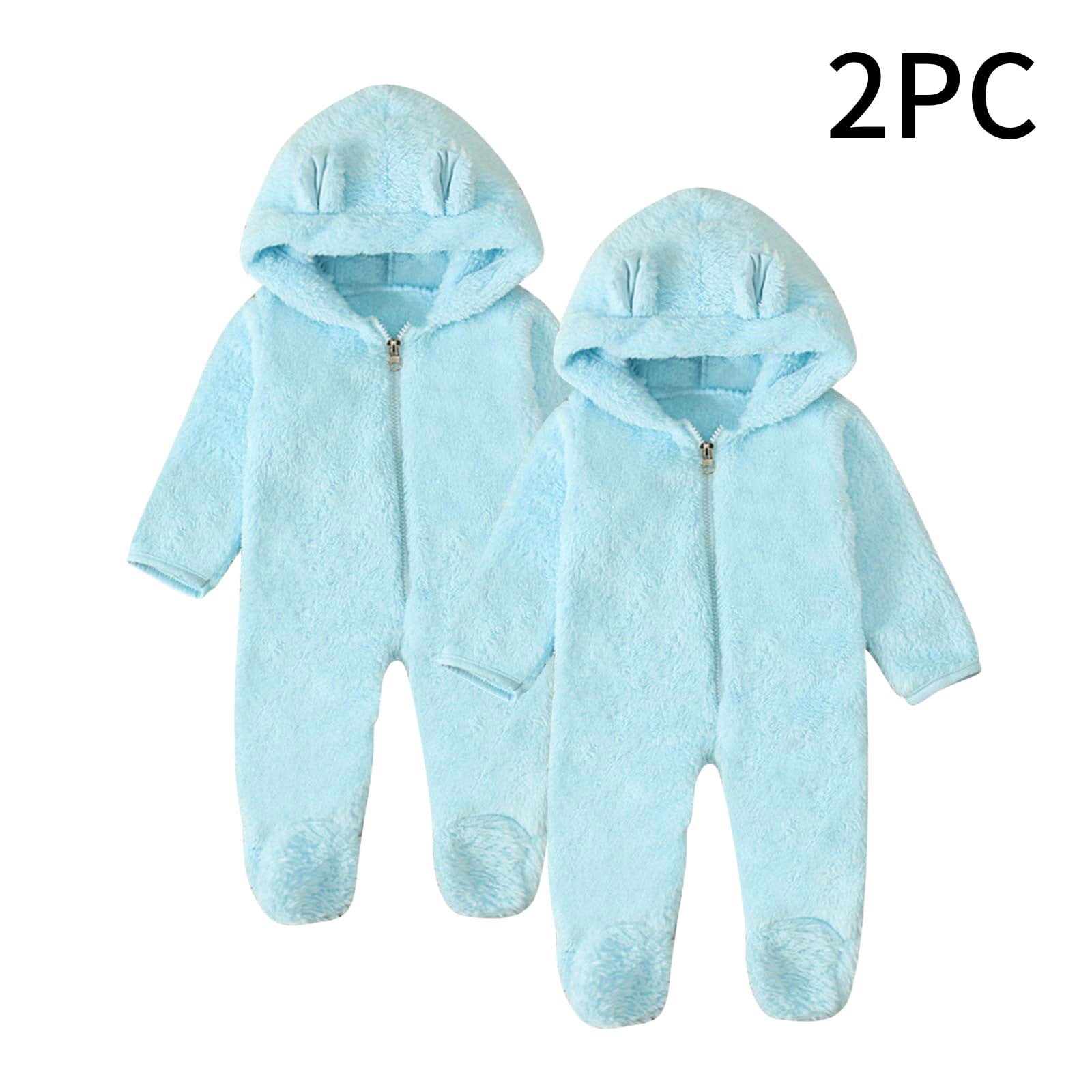 Hzgobj Newborn Infant Baby Boys Girls Winter Snowsuits Warm Clothes 0-12 Months Hoodie Cartoon Flannel Romper Jumpsuit