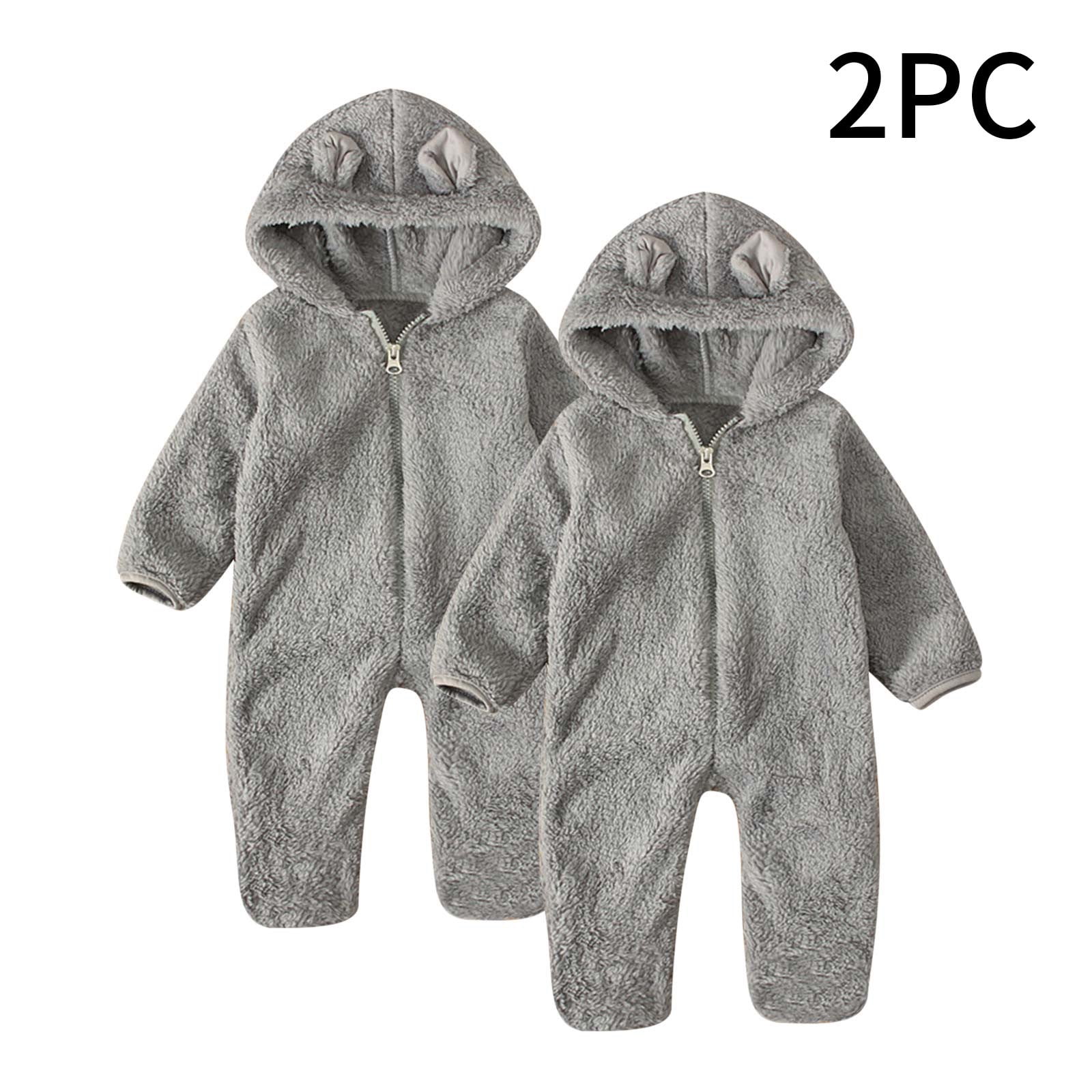 Hzgobj Newborn Infant Baby Boys Girls Winter Snowsuits Warm Clothes 0-12 Months Hoodie Cartoon Flannel Romper Jumpsuit