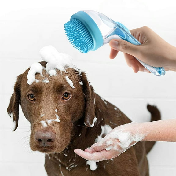 Hzgobj Pet Bath Brush Liquid Dispensing Grooming Tool Soft Bristles Deep Clean Comfortable Grip Quick Shampoo Release Easy Bathing Brush for Cats Dogs Pet Bath Use Premium Deep Cleaning-D
