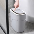 thumbnail image 1 of Hzgobj Press Top Flip Lid Trash Can,Space-Saving Storage Bin,Convenient Clamp Style Garbage Container,Stylish Modern Design,Easy to Use and Clean,Suitable for Kitchen,Bathroom,Dining Room-Gray, 1 of 6