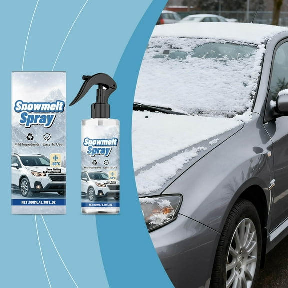 Hzgobj Snow Melt Spray Ice Remover Fast De Icing Anti Freeze Windshield Cleaner Clear View Protects Glass Quick Acting Winter Snow Removal Solution for Cars Windows Driving Safety Deep Cleaning-A