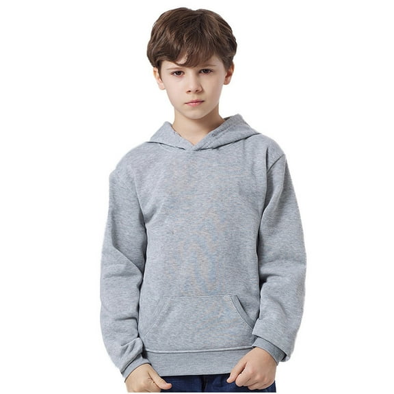 Hzgobj Toddler Boys Girls Sports Tops Hooded Long Sleeve Pullover Sweatshirt Baby Kids Casual Solid Pockets Autumn Winter Hoodie Outfits for 18Months-8Years