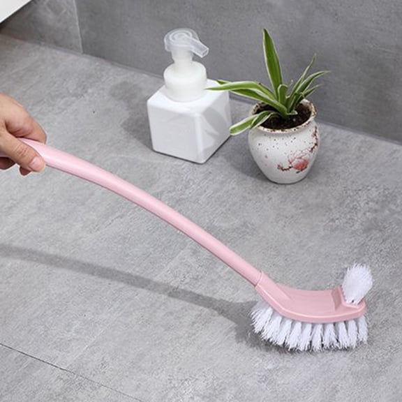 Hzgobj Toilet Bowl Brush with Dual Cleaning Heads,Flexible Rubber and Slit Brush for Thorough Toilet Corner Cleaning,Hygienic Bathroom and Wash Basin Cleaner for Home and Commercial Use-Pink