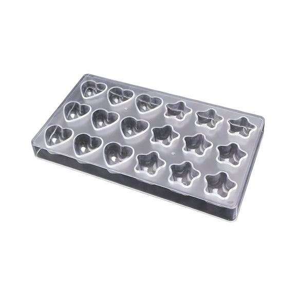 Hzrsly 18-Cavity Heart and Star Chocolate Molds Transparent Plastic Baking Tool for DIY Candy and Treats