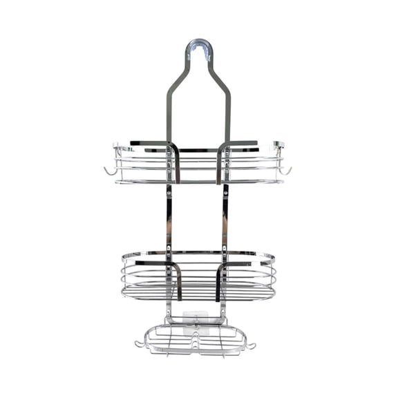 Hzrsly 3 Tier Bathroom Shower Organizer Rack with Soap Rack, Over Shower Head Storage for Shampoo, Conditioner, Loofahs, and Towels, Easy Installation Hanging Caddy