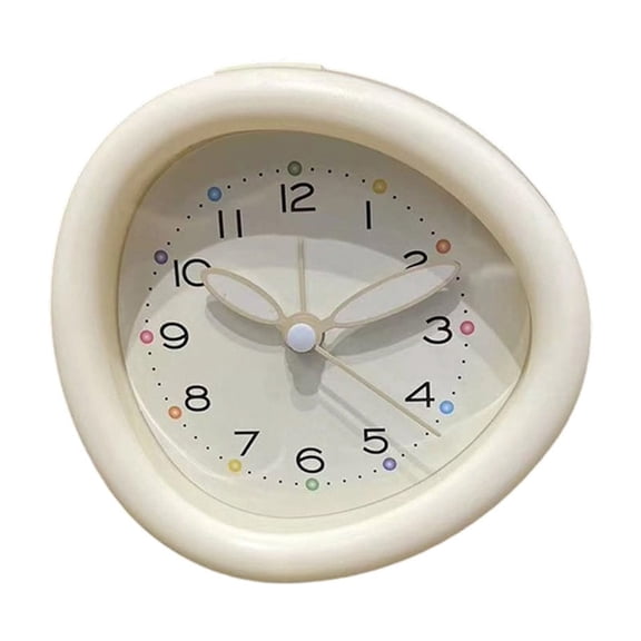 Hzrsly Cute Irregular Shaped Analog Alarm Clock with Night Light Silent Sweep Motion Perfect for Bedroom Living Room Office Desk Clock Gift for Kids and Students
