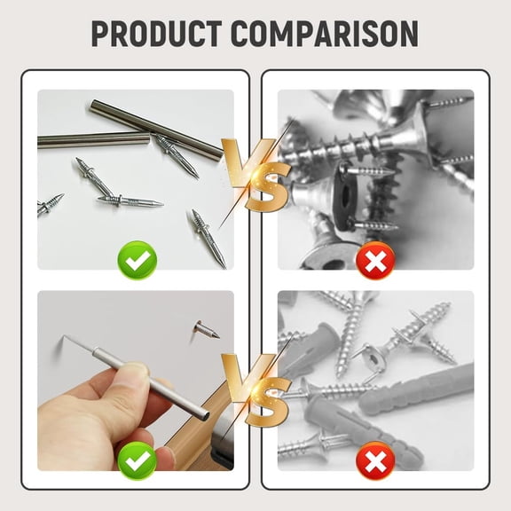 Hzrsly Double Headed Seamless Nails for Concrete Walls Invisible Screws Decorative Nails for Skirting Boards High Strength Carbon Steel Rust-Proof DIY Installation