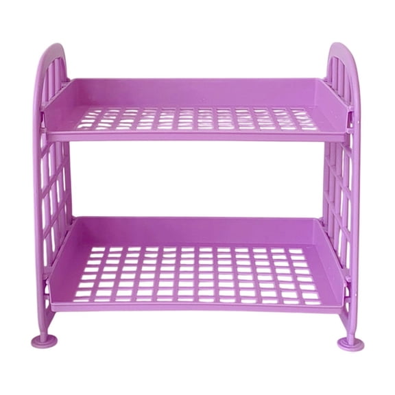 Hzrsly Double-Layer Folding Storage Rack, Multi-Purpose Desktop Organizer for Cosmetics, Jewelry, Stationery & Bathroom Essentials, Tool-Free Assembly, Durable Plastic Design