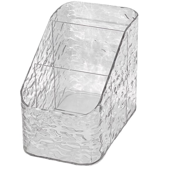 Hzrsly Glacier Grain Storage Box - Transparent Plastic Lipstick and Nail Polish Organizer - Three-Layer Cosmetic and Stationery Holder for Desktop Use