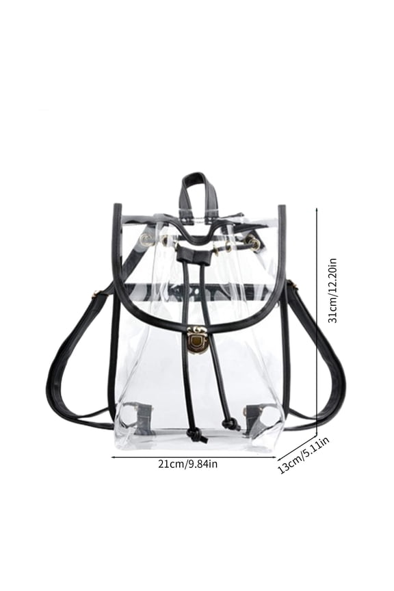 Heavy Duty Clear Backpack Stadium Security Approved Mini Drawstring Gym Bag with Extra Zip Pocket for Concerts Festivals Sporting Events and Travel