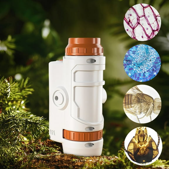 Hzrsly Kids Handheld Microscope 80x-160x, LED Lights, Portable & Safe ABS Material, Educational Science Tool with Batteries and Screwdriver Included