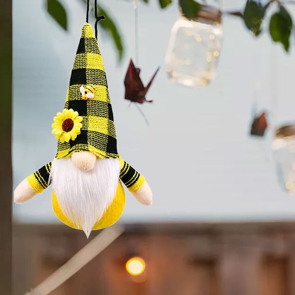 Hzrsly Mini Bumble Bee Gnome Decorations Spring Summer Fall Plush Gnome Handmade Sunflower Holiday Tiered Tray Tabletop Ornaments Home Decor