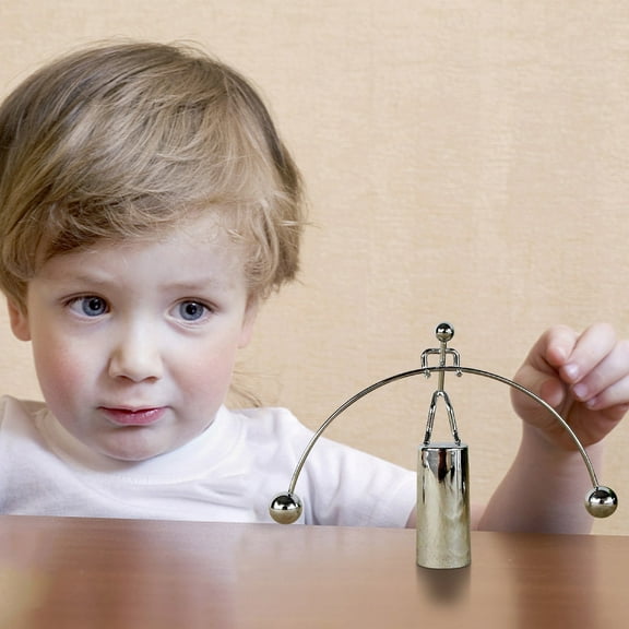 Hzrsly Mini Steel Balance Toy Weightlifter Kinetic Art Balance Toy Balancing Decompressive Science Psychology Home Offic Decor Desk Decor Toy(one foot)