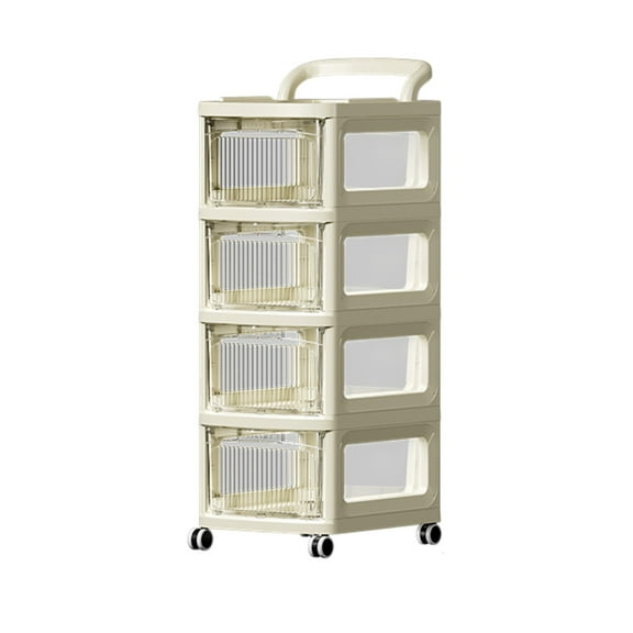 Hzrsly Multi-Layer Movable Trolley Storage Rack, Flexible Plastic Kitchen & Bathroom Shelf, Transparent Space-Saving Cabinet for Home Organization & Efficient Storage Solution