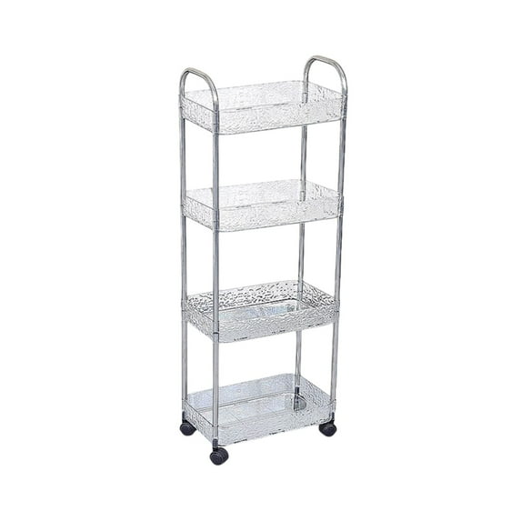 Hzrsly Multi-Layer Storage Rack, Transparent Plastic Shelving Unit, Movable Trolley for Kitchen, Bathroom, and Living Room, Efficient Space Utilization, Stability Load-Bearing Design