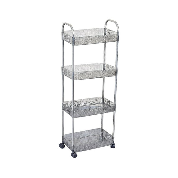 Hzrsly Multi-Layer Transparent Storage Rack, Movable Trolley Shelf for Kitchen, Bathroom, and Living Room, Versatile Floor Storage Cabinet for Organizing Home Items