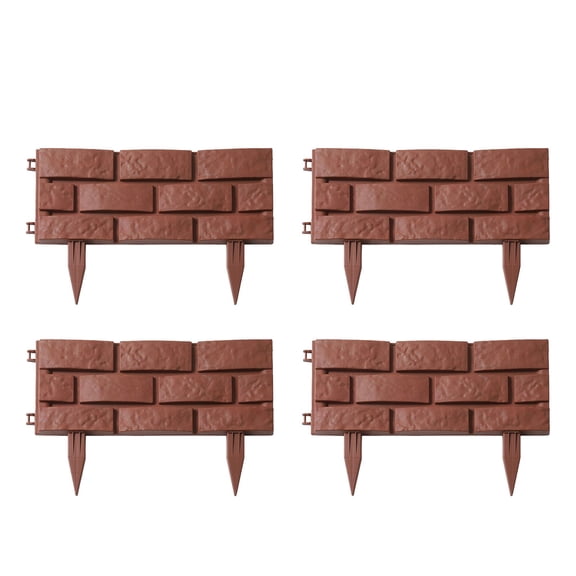 Hzrsly Plastic Edging Garden Fence Red Brick Design Weatherproof for Flower Bed Landscaping Border Panels