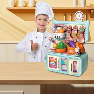 Hzrsly Play Kitchen Set for Kids - Realistic Cooking Toys with Stove, Play Food, and Utensils - Perfect for Role Play and Imaginative Fun - Gift for Girls and Boys Ages 4-8(Blue)