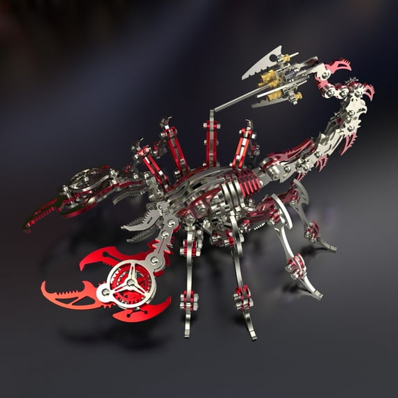 Hzrsly Red 3D Metal Puzzle for Adults Scorpion, DIY Colorful 3D Metal Model Kits to Build with Tool, 3D Desktop Model Kits Building Toys for Adults/Teens
