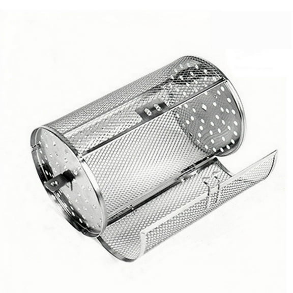 Hzrsly Stainless Steel Rotating Grill Basket Automatic 360° BBQ Cooking Cage for Chicken Wings and Vegetables Easy Clean Multifunctional Rotating Cooking Tool