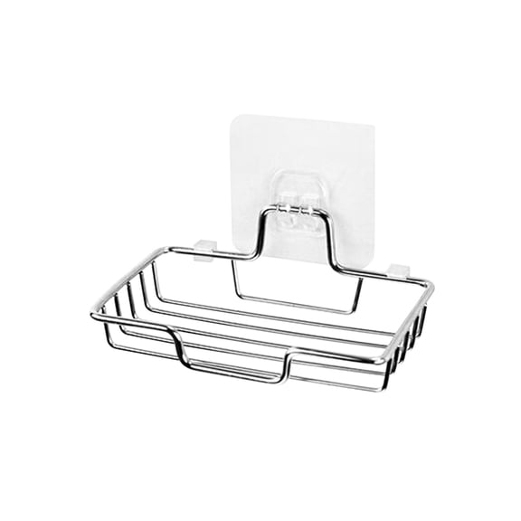 Hzrsly Stainless Steel Wall Mounted Soap Rack, Non Perforated Bathroom Storage Rack, Rust-Resistant, Easy Installation, Exquisite Layer Design for Shower Gel and Bath Supplies