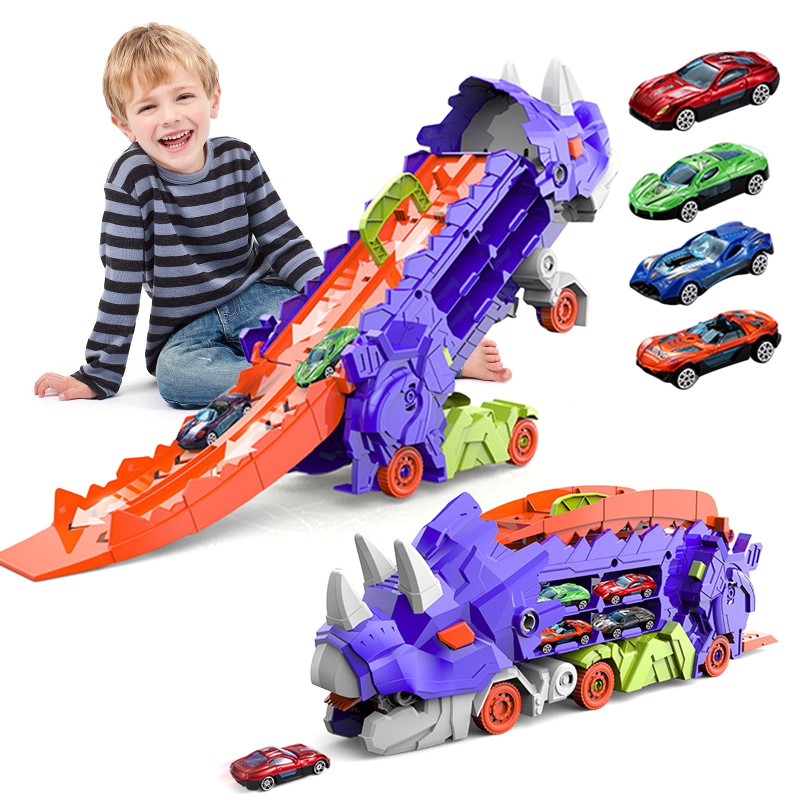 ToyVelt Dinosaur World Race Track Toy Set Includes Cars Container Ages 3 6 Years Walmart