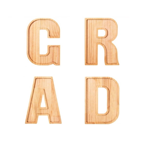 Hzrsly Wood Graduation Celebration Set 4 Piece Wooden GRAD Letter Trays for Class of 2025 Festive Party Use Ideal for Easter Gatherings and Snack Display