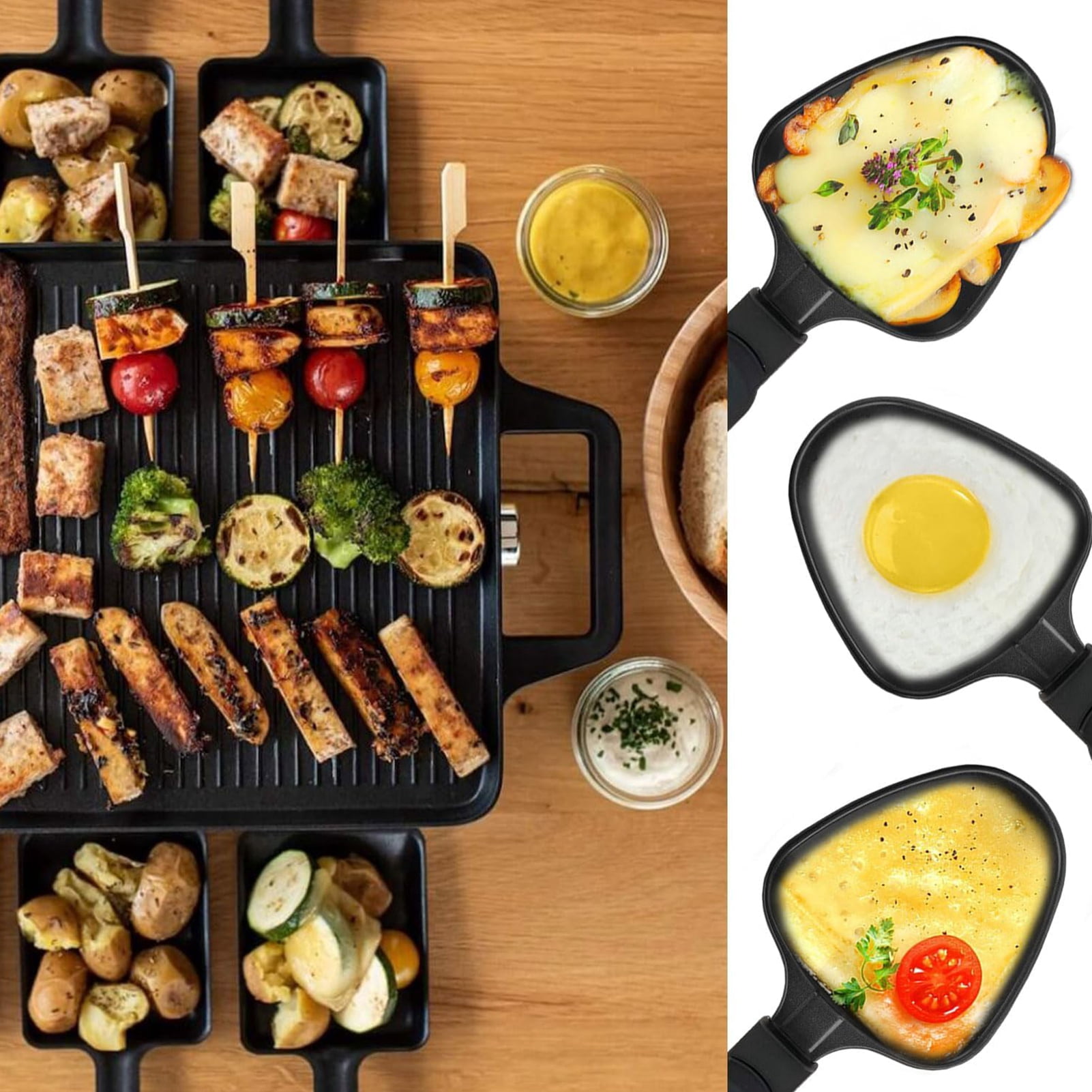 Non-stick Cheese Melting Trays 8-Piece Raclette Grill Pans - Non-Stick ...