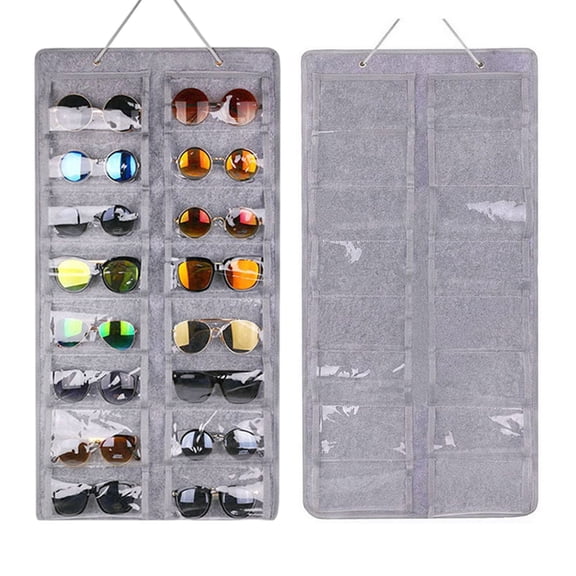 Hzsb 16-Slot Wall-Mounted Sunglasses Organizer Dust-Proof Felt Pocket Display Case for Home Storage