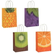 Hzsb 24Pcs Gift Bag Cartoon Oranges Grapes Pineapple Pattern Paper Gift Treat Bags for Birthday Baby Shower Party