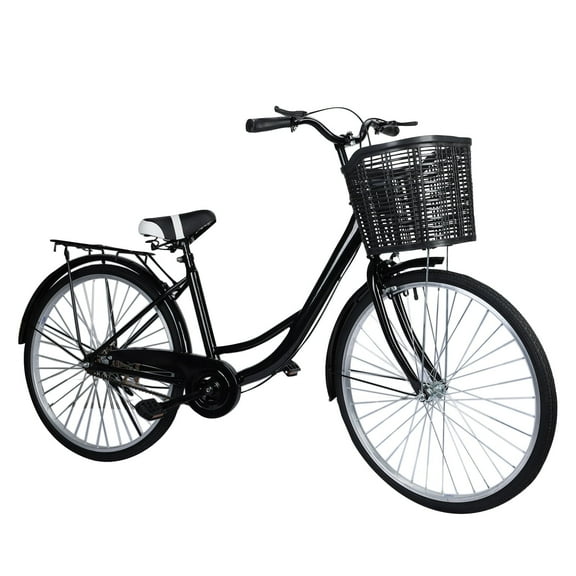 Hzsb 26" Cruiser Bicycle for Adult ,Urban Bike with Basket ,Black