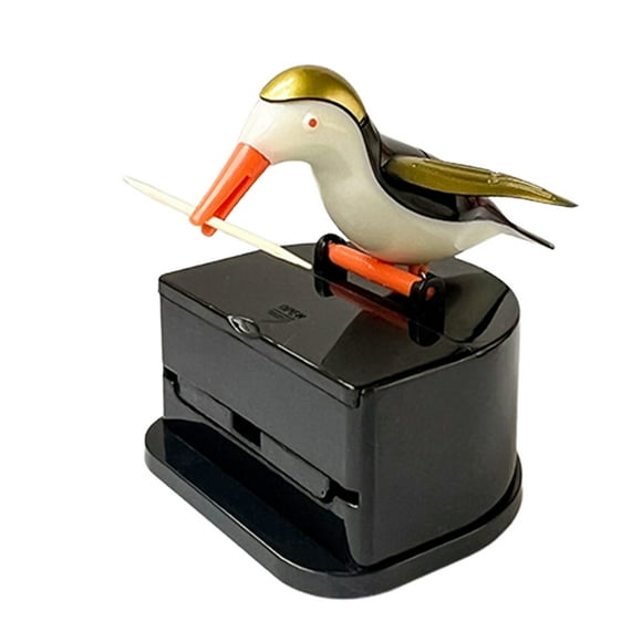 Hzsb Bird Toothpick Dispenser Press Woodpecker Toothpick Holder Portable Home Office Restaurant Desktop Automatic Toothpick Organizer Container