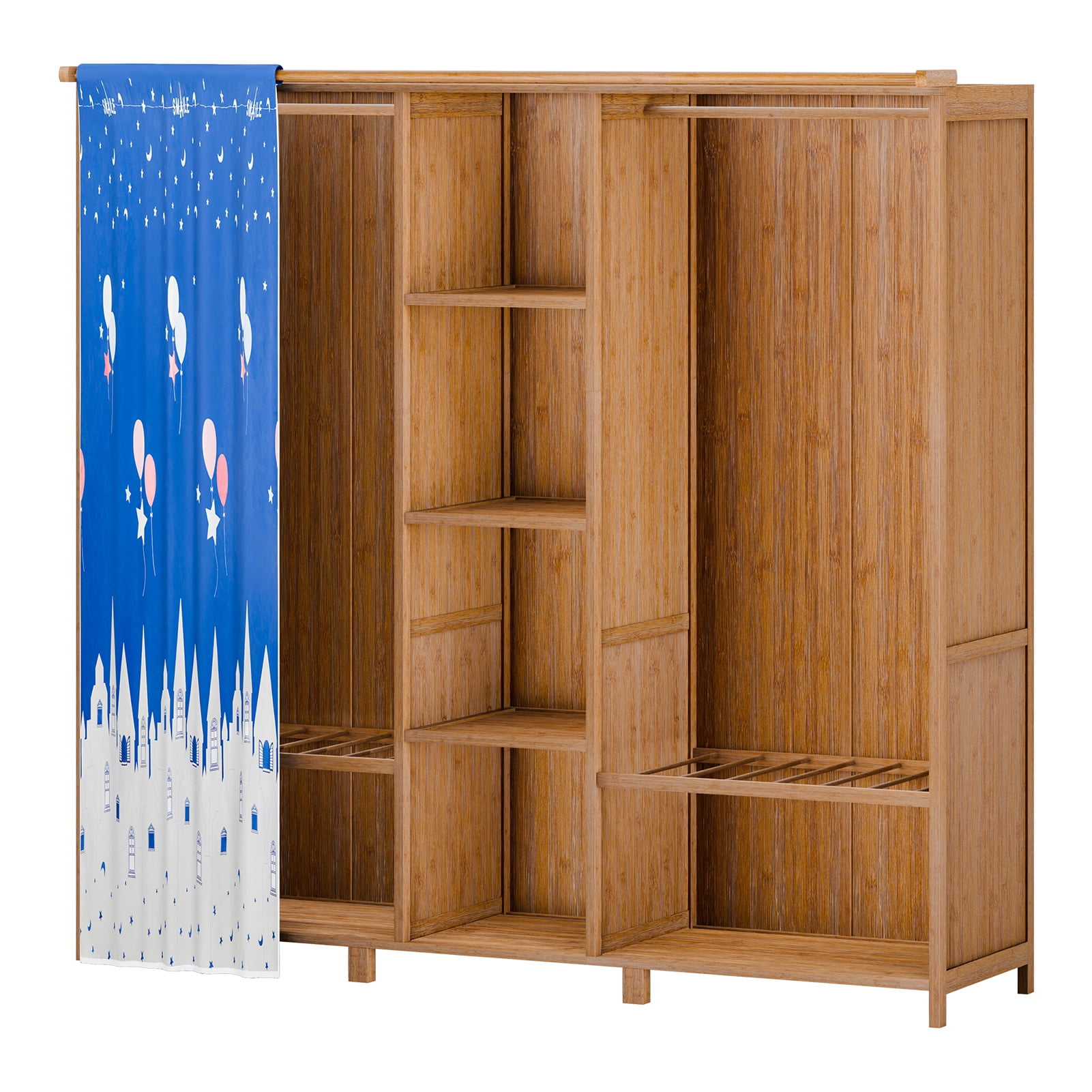 Hzsb Freestanding Closet Organizer, Heavy Duty Garment Rack with 2