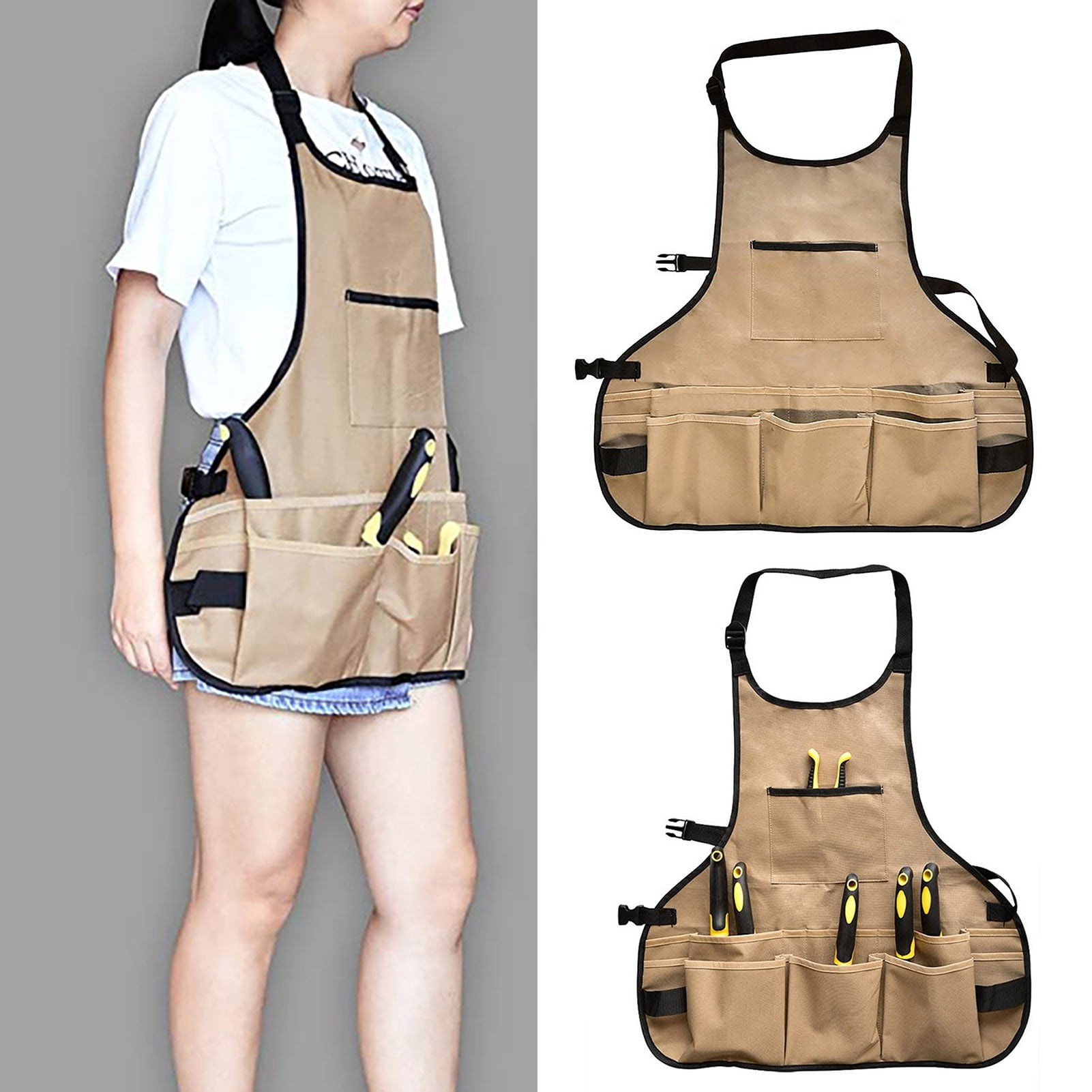 BeautyLove Salon Apron With Rhinestone Zipper – Stain, Bleach & Water Resistant, Zip-Off Top, Pockets