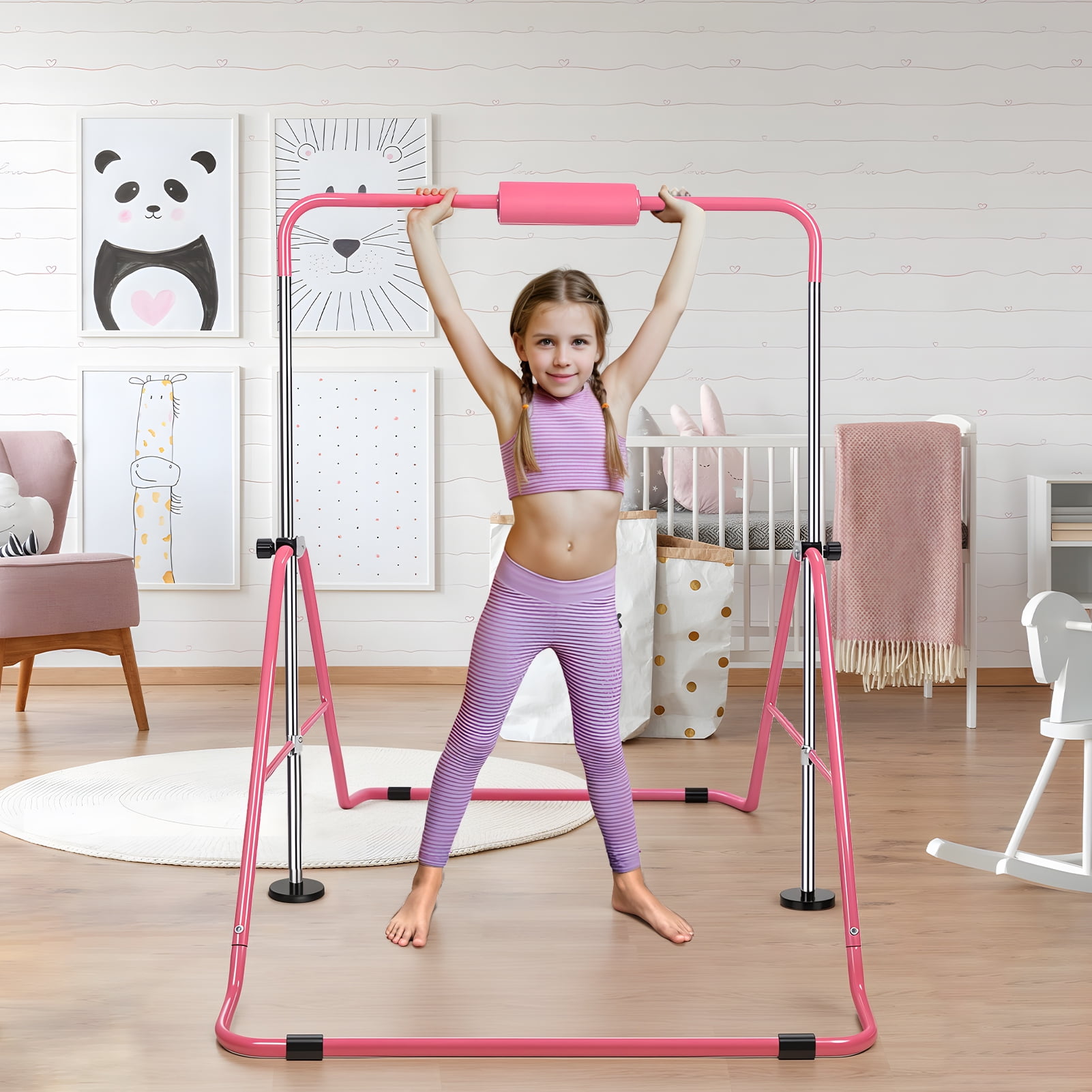 Primy 150lb Folding Gymnastics Bar – Height Adjustable Trainer