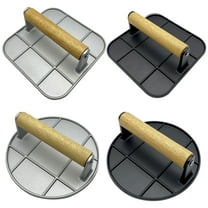 Hzsb Meat Press with Heat-Resistant Wooden Handle Food-Grade Cast Iron Burger Press