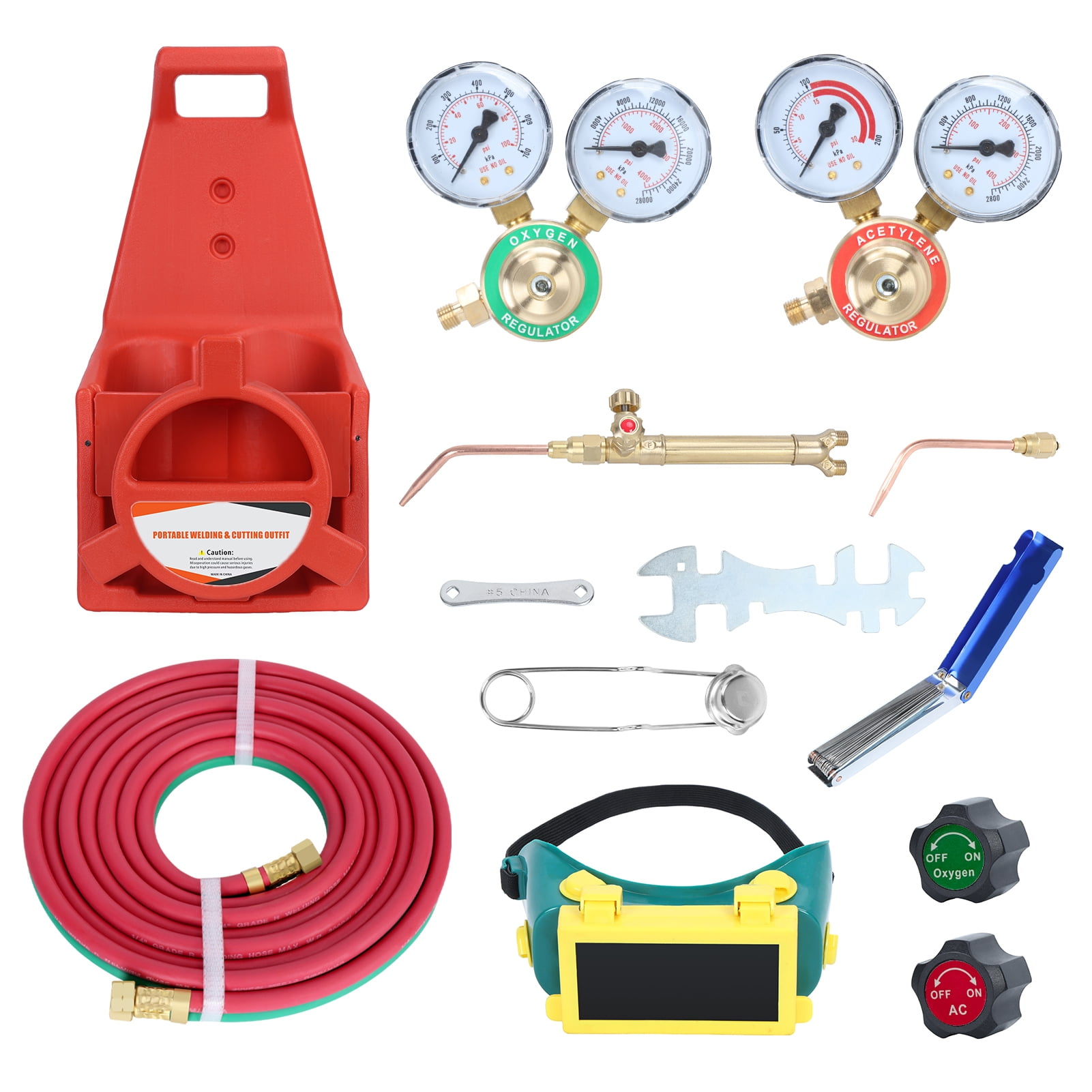 Hzsb Oxy Acetylene Torch Kit, 30V Portable Acetylene Welding Cutting Torch Kit, Medium Duty Gas