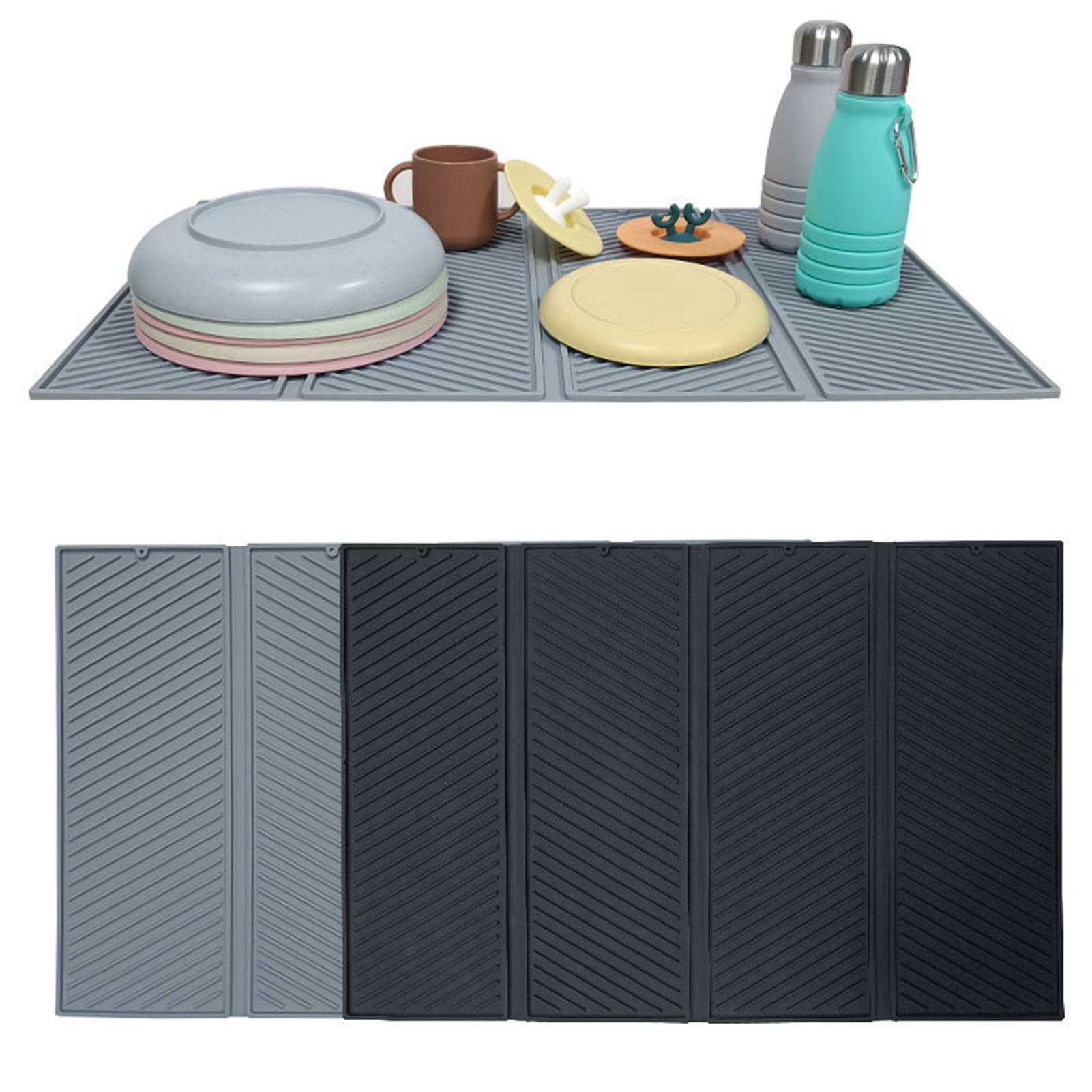 Hzsb Safe Kitchen Cushion Pad with Raised Edge Draining Mat for Tidy ...