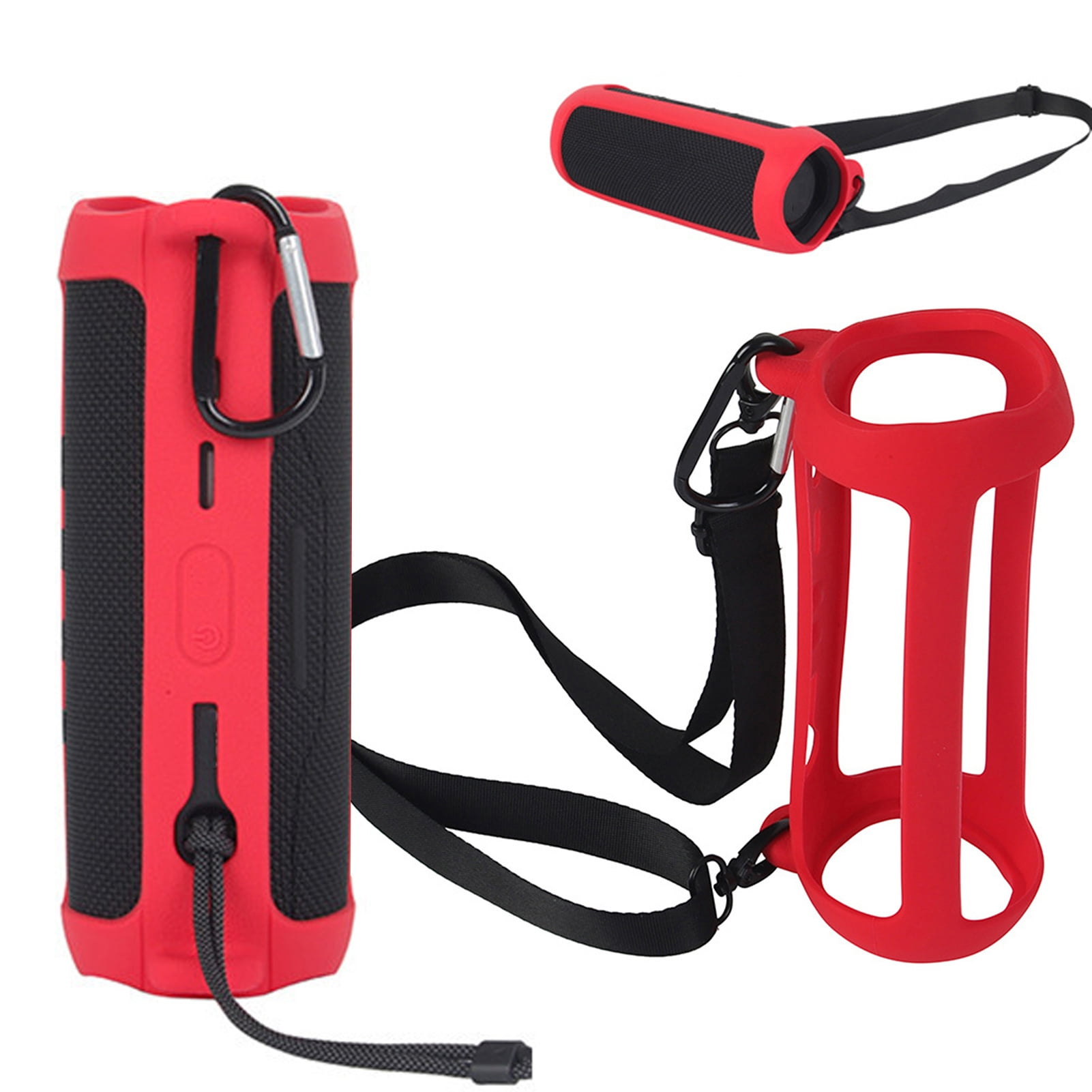 Co2CREA Silicone Case For JBL Charge 5 Speaker | Protective Cover With Shoulder Strap & Carabiner, Travel Case