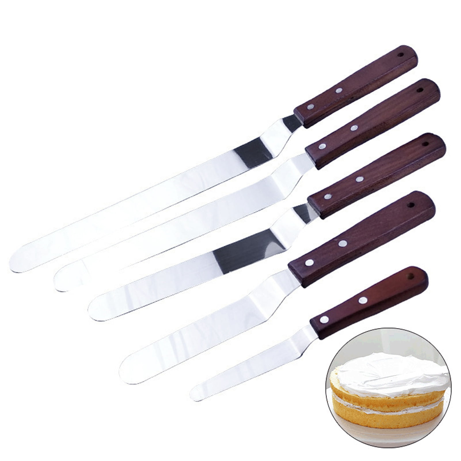 Espátulas De Acero Inoxidable Para Tarta Y Pizza - Set De 2, Bordes Dentados, Mango Cómodo