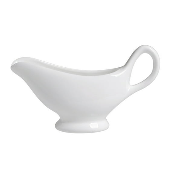 Hzsb White Ceramic Gravy Boat Sauce Server with Large Pour Spout Non-Slip Bottom Gravy Dispenser for Gravy Salad Dressings