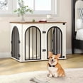 thumbnail image 1 of Hzuaneri 31.5in Dog Crate Furniture, Heavy Duty Wooden Kennel for Small to Medium Dogs with Cushion, Decorative Pet House Side End Table, White Brown, 1 of 12