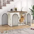 thumbnail image 1 of Hzuaneri 44.1" Wooden Dog Crate Furniture, Indoor Dog Cage for Medium to Large Dog, Decorative Pet House Side End Table TV Stand, Chew-Resistant, White Brown, 1 of 10
