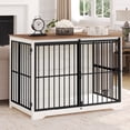 thumbnail image 1 of Hzuaneri 47 Inch Dog Crate Furniture, XXL Indoor Dog Kennel for Extra Large Dog with Barn Door, Heavy Duty Wooden Dog Cage as TV Stand & End Table, Anti-Chew, White Brown, 1 of 9