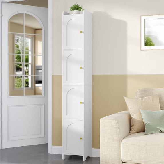 Hzuaneri 70.9" H Bathroom Storage Cabinet, Tall Corner Cabinet with 4 Doors