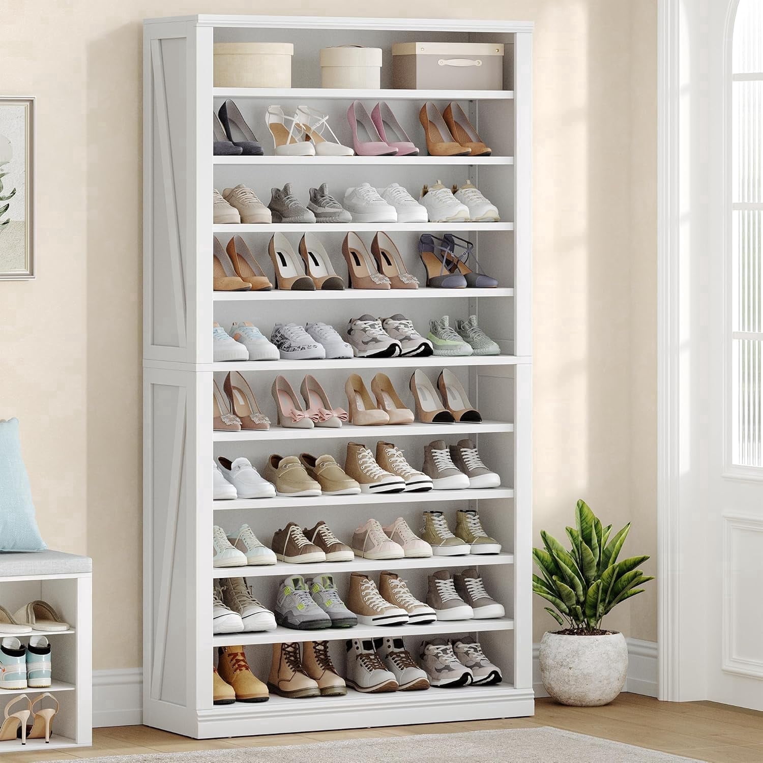 Hzuaneri 71.3" Tall Farmhouse Freestanding Wooden Shoe Storage Cabinet ...
