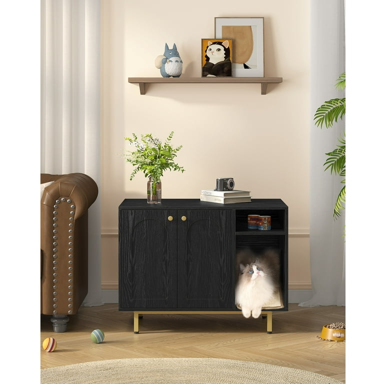 Hzuaneri Hidden Cat Litter Box Enclosure, Modern Storage Cabinet