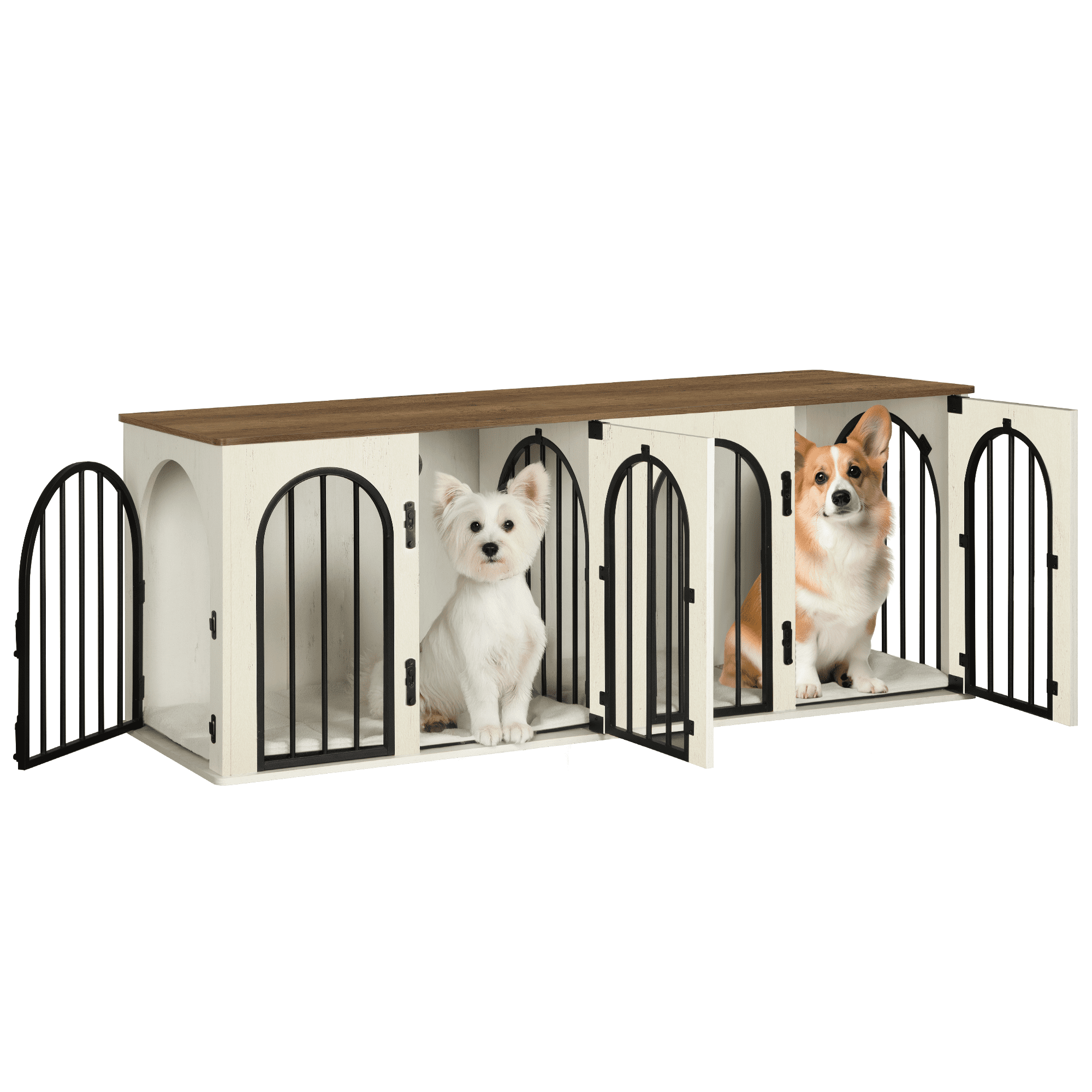 Hzuaneri Dog Crate Furniture for 2 Dogs, 63" Large Dog Kennel with ...