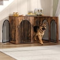 thumbnail image 1 of Hzuaneri Dog Crate Furniture, 46.5'' Wooden Indoor Dog Kennel with Multi‑Door & Anti‑Chew Iron Pipes for Medium‑Large Dogs, Rustic Brown, 1 of 10