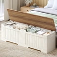 thumbnail image 1 of Hzuaneri Extra Large Storage Chest, 59" Lift Top Storage Bench with 2 Safety Hinges, Entryway Shoe Bench, Supports 330 lb, Easy Assembly, Rustic White, 1 of 8